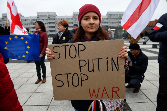 Demonstration in solidarity with Ukraine, in Wroclaw