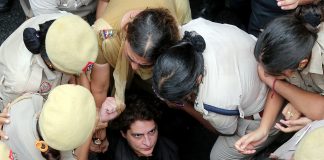 Priyanka Gandhi Vadra being detained during a nationwide protest