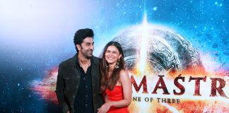 Bollywood actors Ranbir Kapoor and Alia Bhatt at the unveiling of the motion poster of their upcoming movie 'Brahmastra'