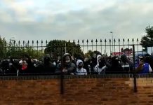 Protest outside Durga Bhawan temple on Spon Lane in Smethwick - Temple-attack (Photo Twitter)