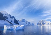 Antarctica Lemaire Channel snowy mountain