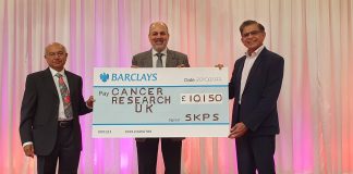 Shri Kadwa Patidar Samaj (Harrow) presented a check for £10,150 to Cancer Research UK