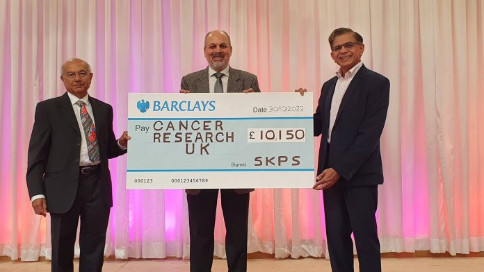 Shri Kadwa Patidar Samaj (Harrow) presented a check for £10,150 to Cancer Research UK