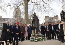 Martyrs' Day was celebrated near the Gandhi statue in London's Parliament Square