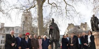 Martyrs' Day was celebrated near the Gandhi statue in London's Parliament Square