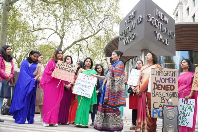 Indian Ladies in UK staged a protest outside Scotland Yard