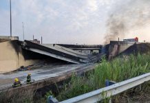 ટેન્કરમાં આગ ફાટી નીકળતા ફિલાડેલ્ફિયામાં I-95નો ઓવરબ્રિજ ધરાશાયી