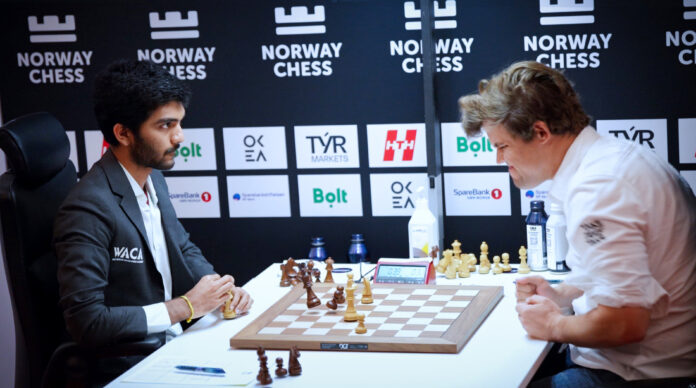 D Gukesh wins against Magnus Carlsen at Norway Chess