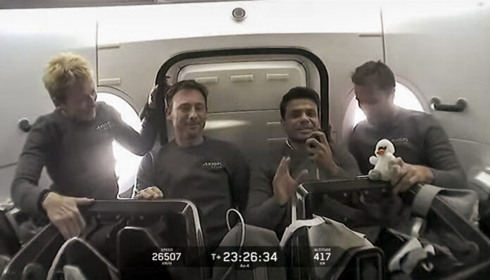 Axiom Mission 4 (Ax-4) crew at first in-flight event