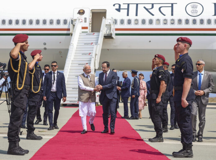 PM Modi arrives in Cyprus