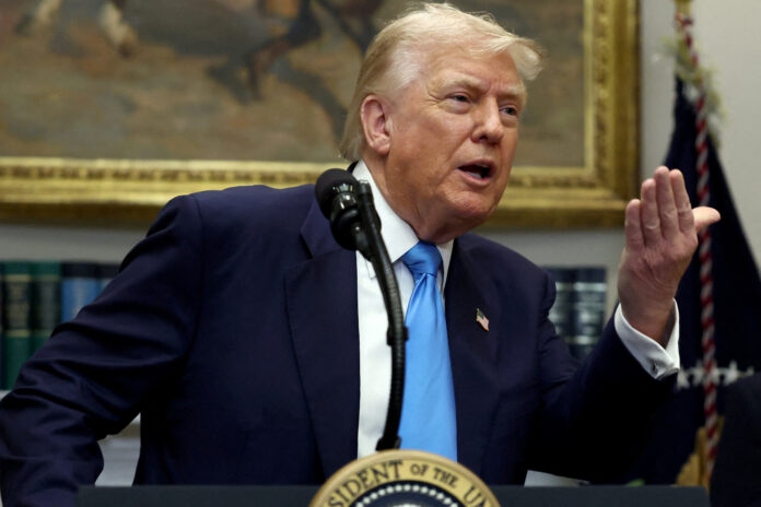 U.S. President Trump signs the VA Home Loan Program Reform Act at the White House in Washington, D.C.