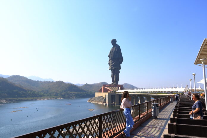 People at the Statue of Unity