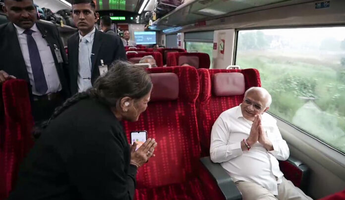 Gujarat CM Bhupendra Patel on the way to attend 12th Chintan Shibir