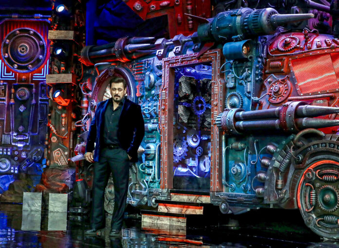 Actor Salman Khan on the sets of Bigg Boss 18