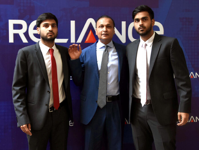Reliance Group Chairman Anil Ambani with sons Jai Anmol and Jai Anshul