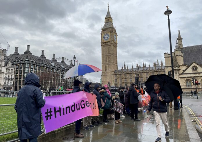 British Hindus in Parliament Square protest against attacks in Bangladesh