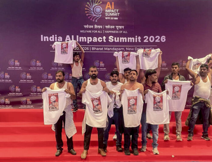 Youth Congress workers protest at AI Impact Summit