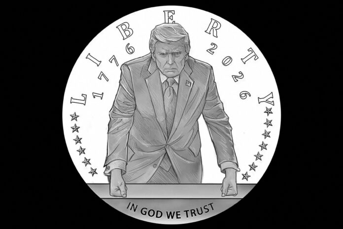 U.S. Mint Semiquincentennial commemorative coin design featuring U.S. President Donald Trump