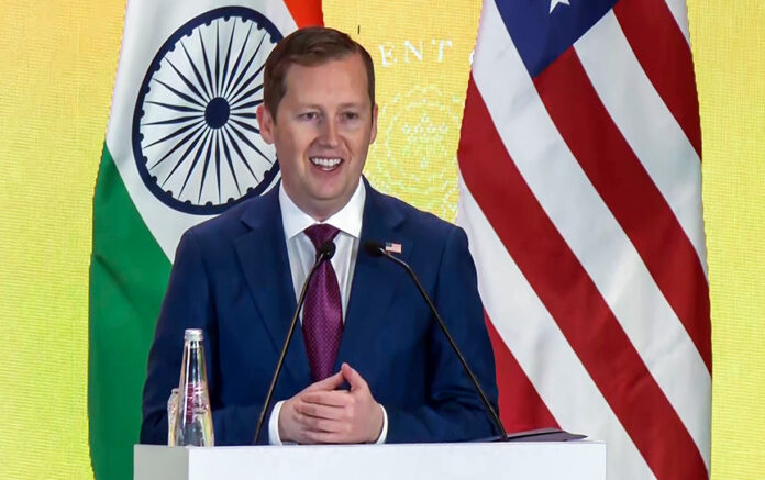 US Ambassador to India Sergio Gor speaks during Pax Silica Declaration Signing Between India and US at Global AI Impact Summit 2026